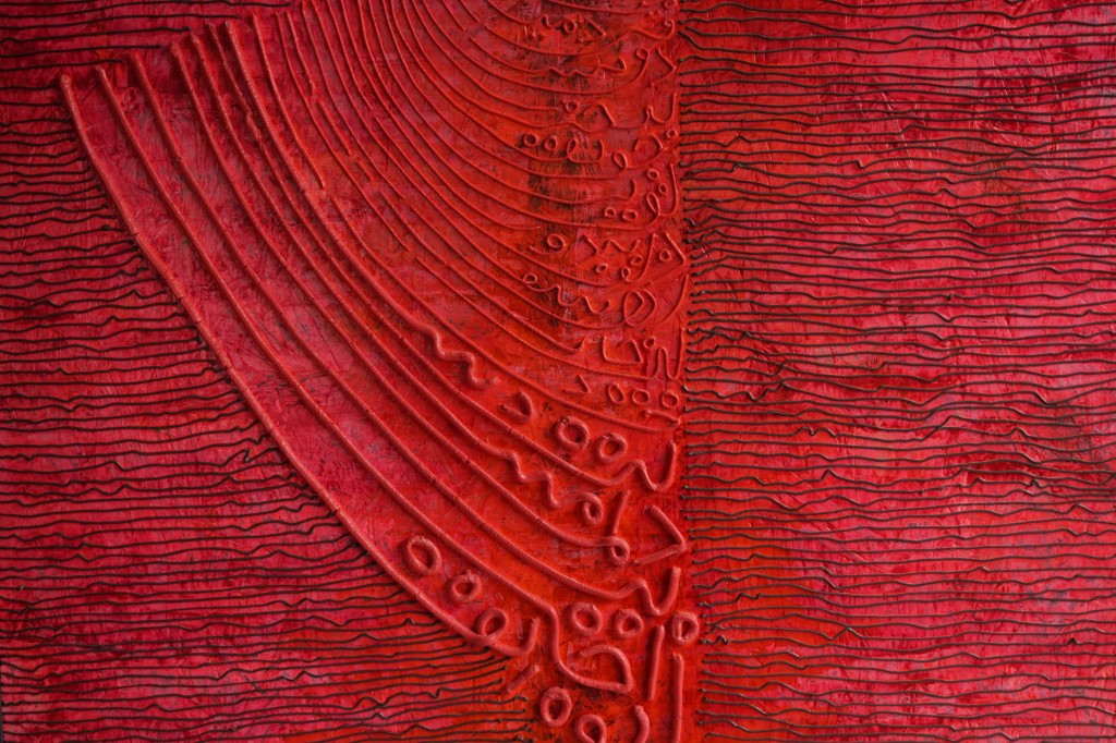 Kombination, Kunstfasergips und Acryl auf Holz, 77 x 91 cm, 2010